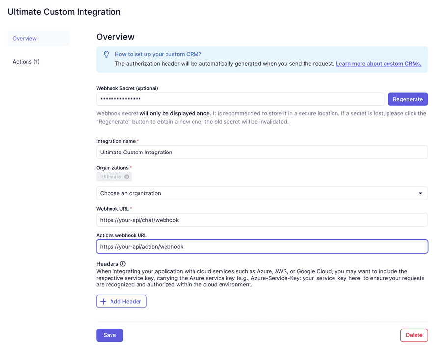 Custom CRM configuration